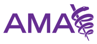 Purple AMA logo with caduceus symbol