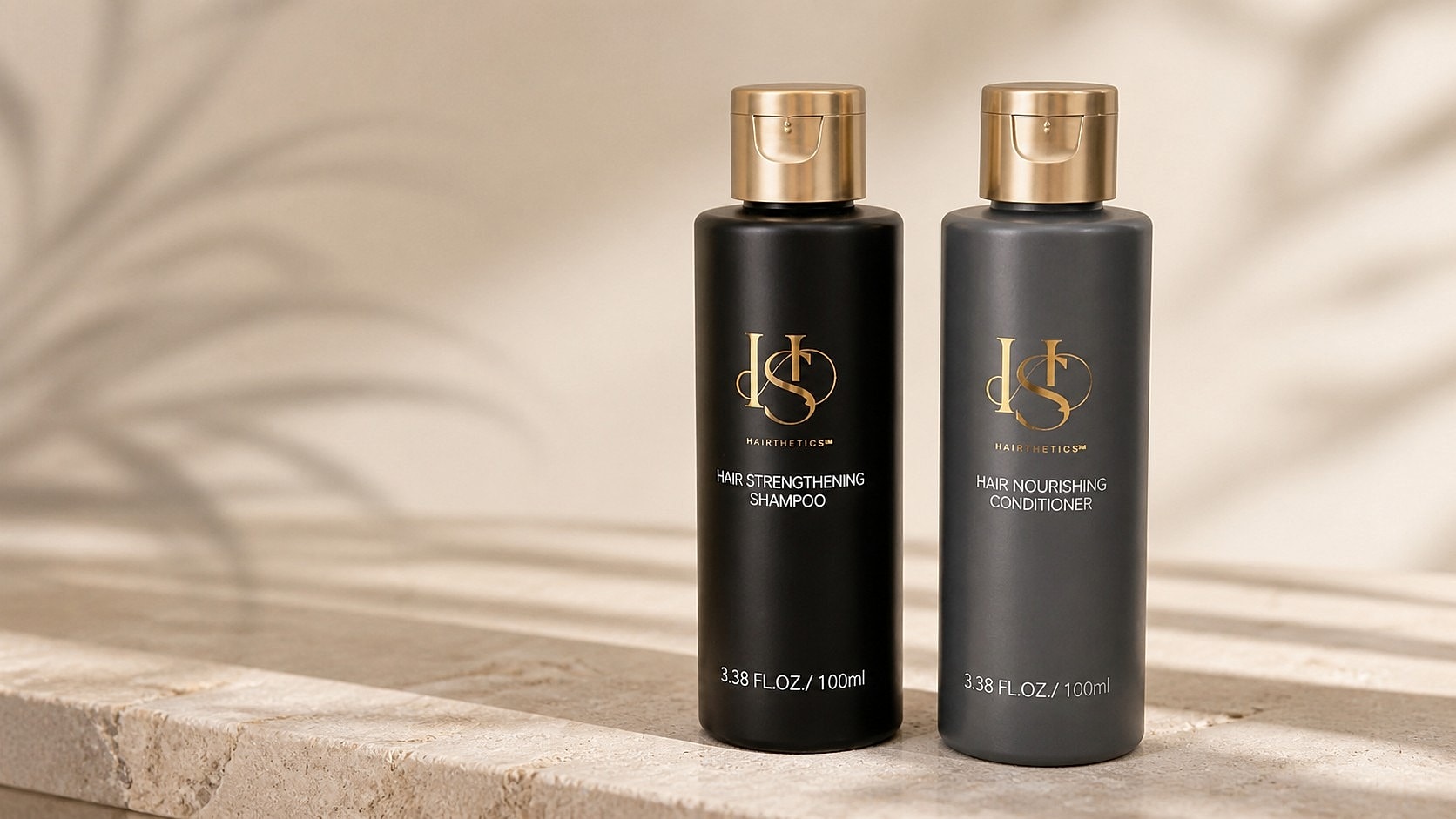 Hair care duo: shampoo and conditioner bottles.